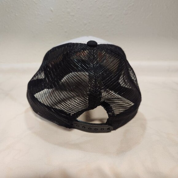 Maui Hawaii Snap Back Trucker Hat Black Bill Blue and Red Front - Picture 3 of 4